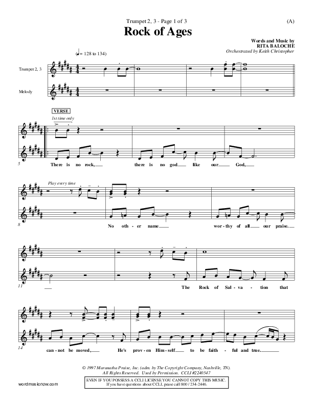 Rock Of Ages Trumpet 2/3 (Paul Baloche)