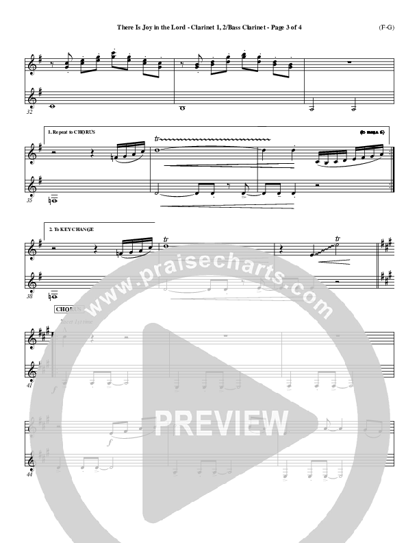 There Is Joy In The Lord Clarinet 1/2, Bass Clarinet (Cheri Keaggy)