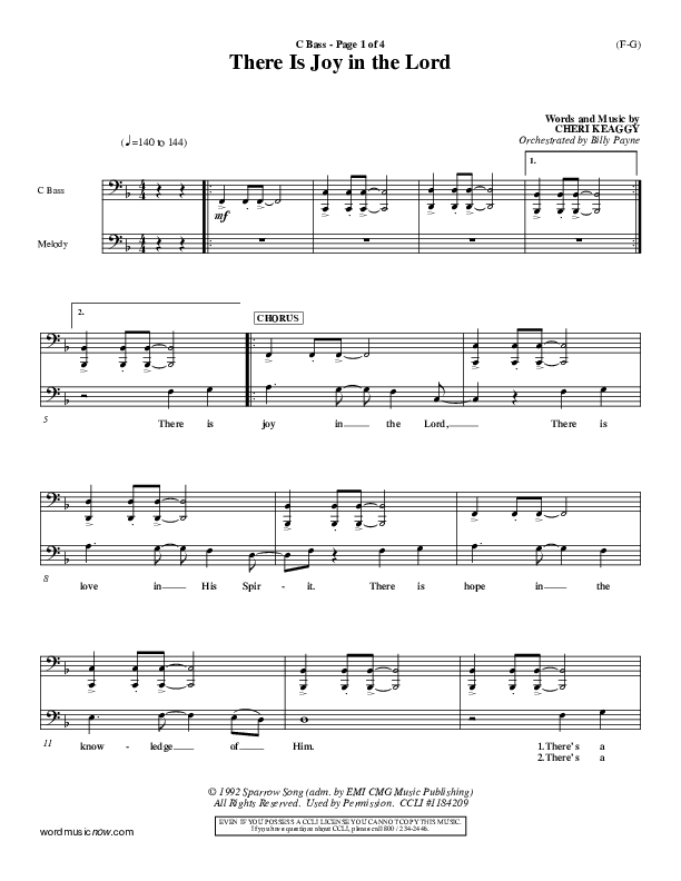 There Is Joy In The Lord Contrabass (Cheri Keaggy)