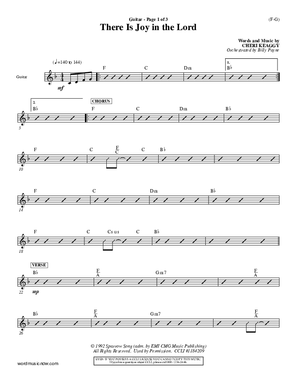 There Is Joy In The Lord Guitar (Cheri Keaggy)