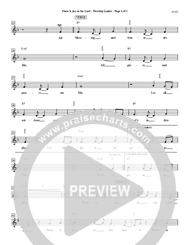 There Is Joy In The Lord Lead Sheet (Cheri Keaggy)