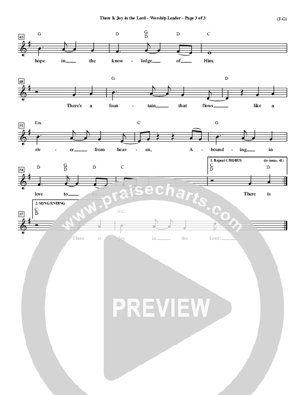 There Is Joy In The Lord Lead Sheet (Cheri Keaggy)