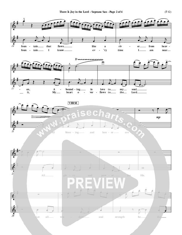 There Is Joy In The Lord Soprano Sax (Cheri Keaggy)