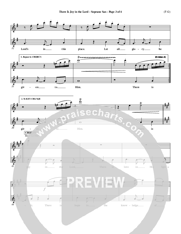 There Is Joy In The Lord Soprano Sax (Cheri Keaggy)