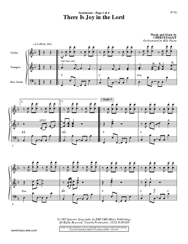 There Is Joy In The Lord Synth (Cheri Keaggy)