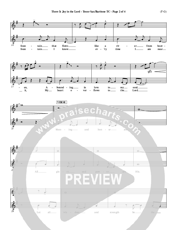 There Is Joy In The Lord Tenor Sax/Baritone T.C. (Cheri Keaggy)