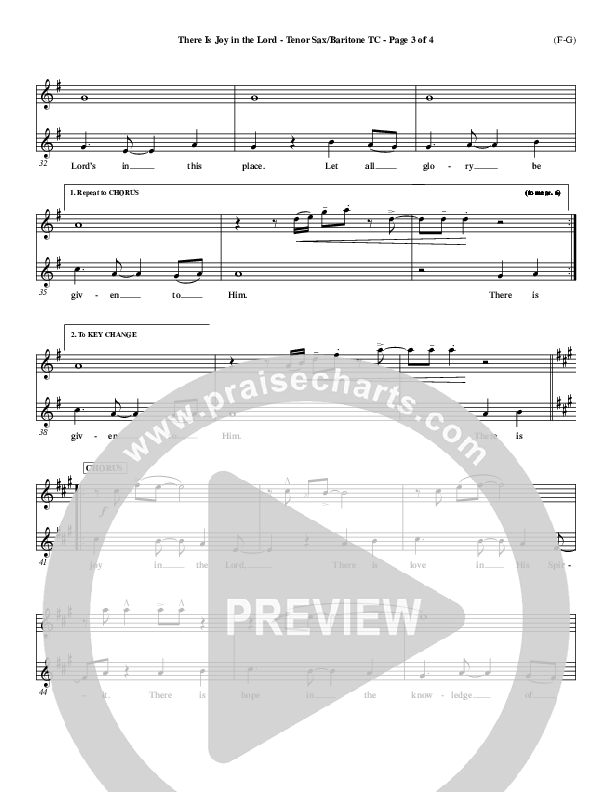 There Is Joy In The Lord Tenor Sax/Baritone T.C. (Cheri Keaggy)