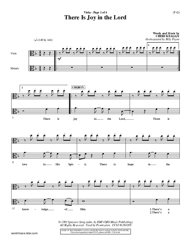 There Is Joy In The Lord Viola (Cheri Keaggy)