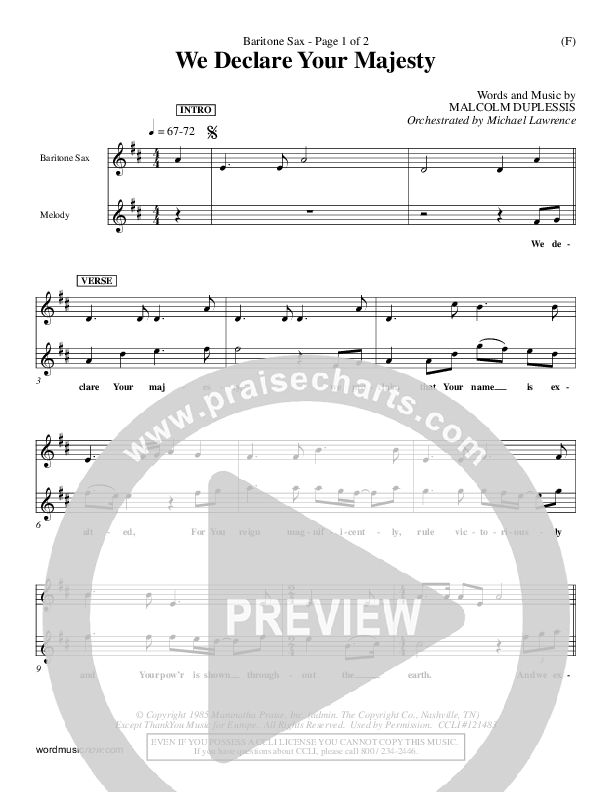 We Declare Your Majesty Bari Sax (Malcolm du Plessis)