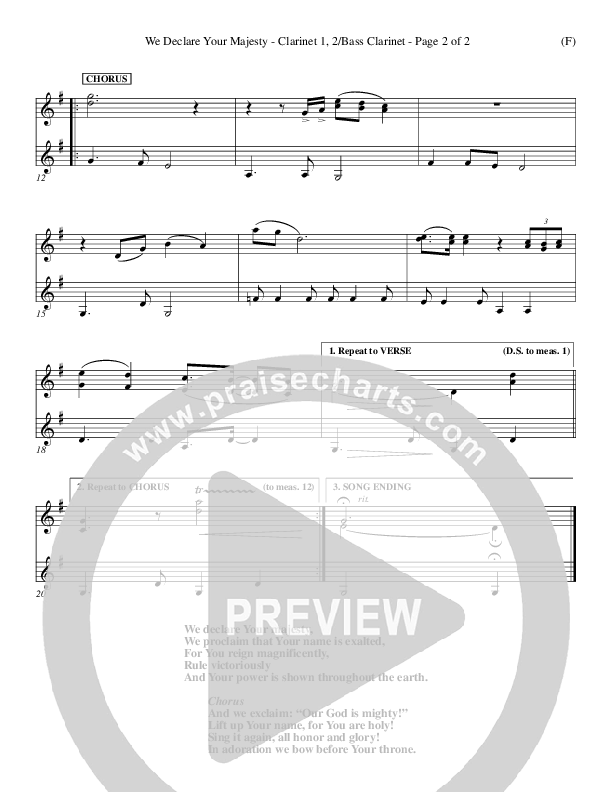 We Declare Your Majesty Clarinet 1/2, Bass Clarinet (Malcolm du Plessis)