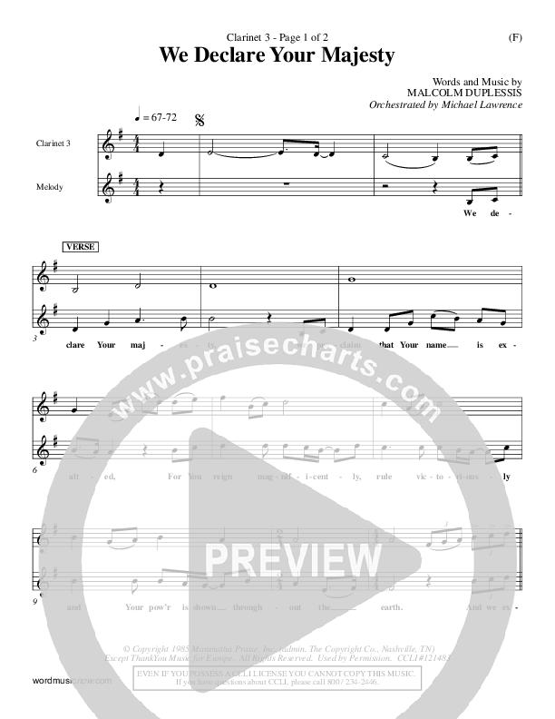 We Declare Your Majesty Clarinet 3 (Malcolm du Plessis)