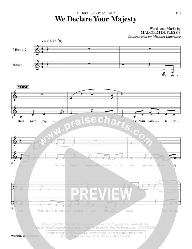 We Declare Your Majesty French Horn 1/2 (Malcolm du Plessis)