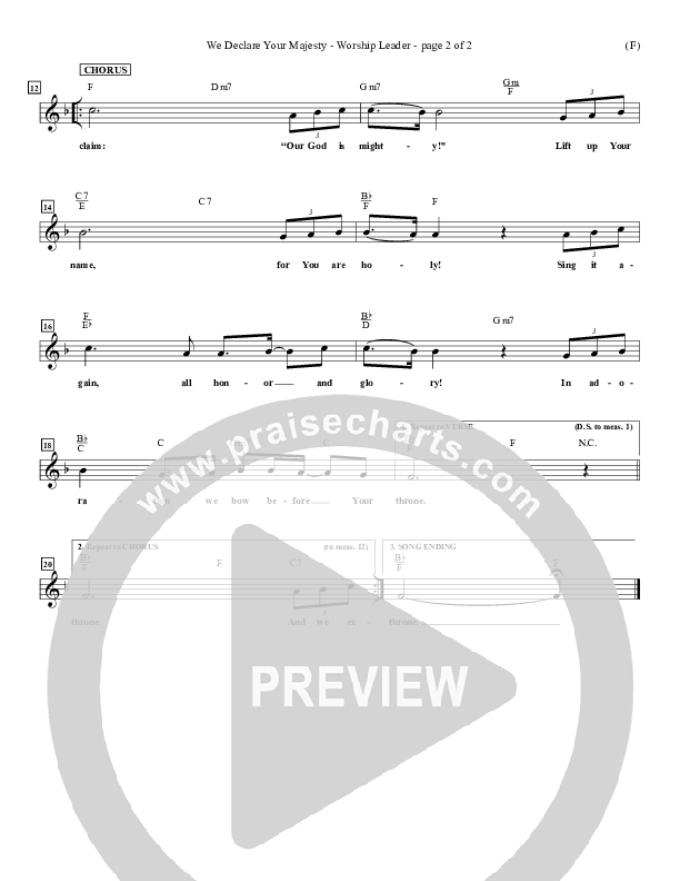 We Declare Your Majesty Lead Sheet (Malcolm du Plessis)