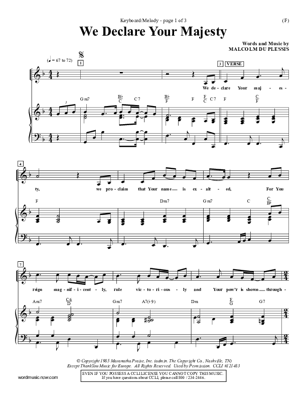 We Declare Your Majesty Piano/Vocal (Malcolm du Plessis)
