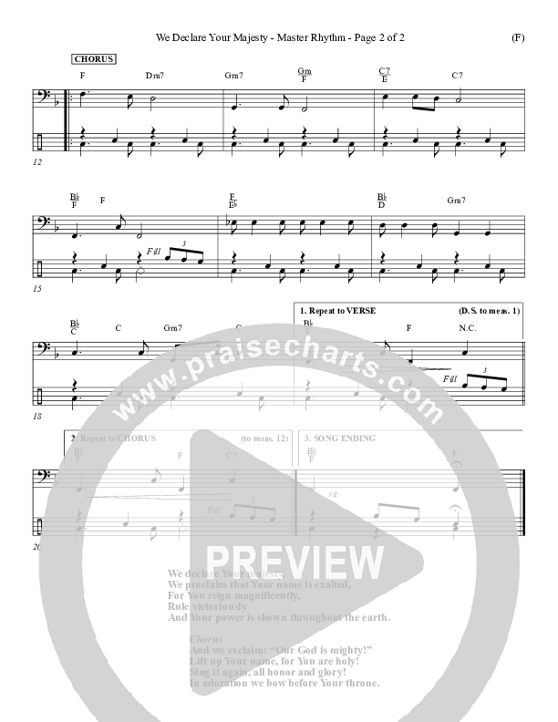 We Declare Your Majesty Rhythm Chart (Malcolm du Plessis)