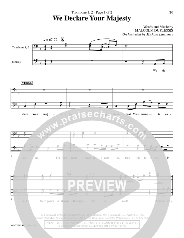 We Declare Your Majesty Trombone 1/2 (Malcolm du Plessis)