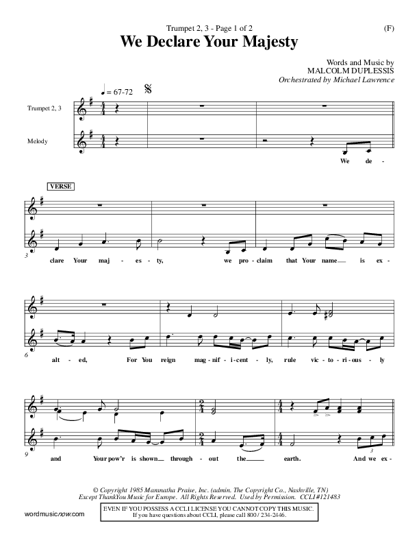 We Declare Your Majesty Trumpet 2/3 (Malcolm du Plessis)