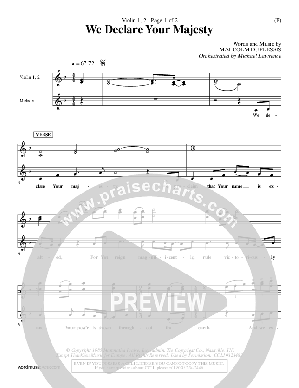 We Declare Your Majesty Violin 1/2 (Malcolm du Plessis)