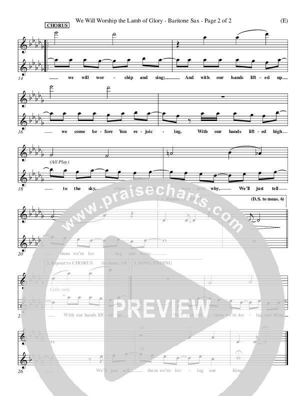 We Will Worship The Lamb of Glory Bari Sax (Dennis Jernigan)