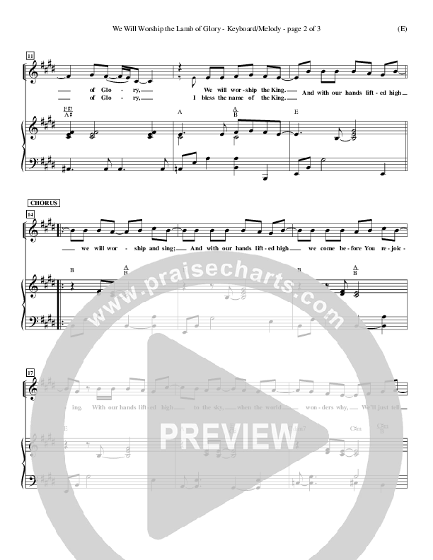 We Will Worship The Lamb of Glory Lead Sheet (Dennis Jernigan)
