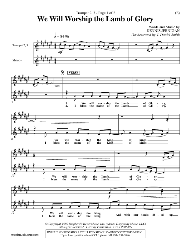 We Will Worship The Lamb of Glory Trumpet 2/3 (Dennis Jernigan)
