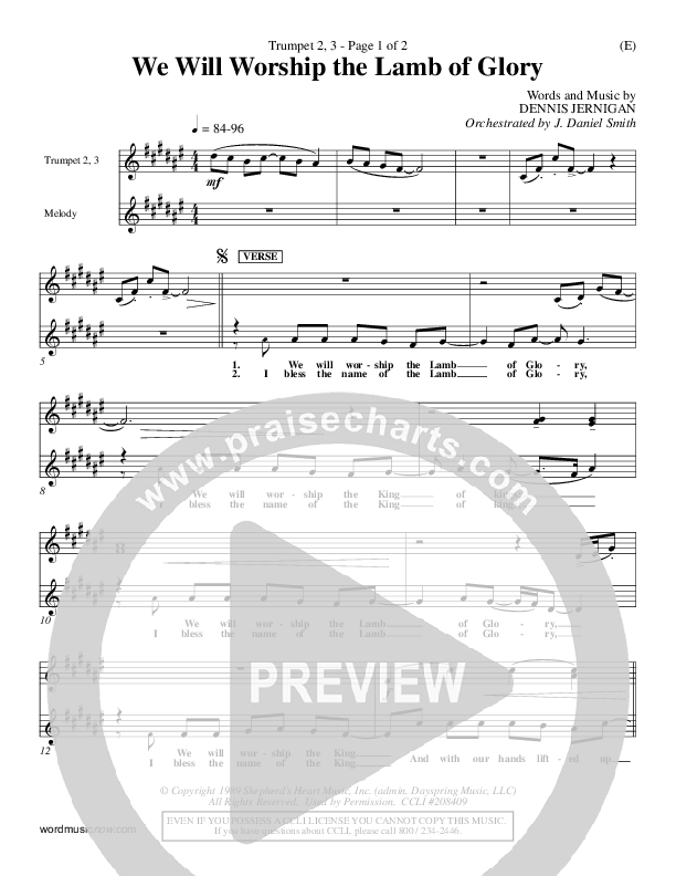 We Will Worship The Lamb of Glory Trumpet 2/3 (Dennis Jernigan)