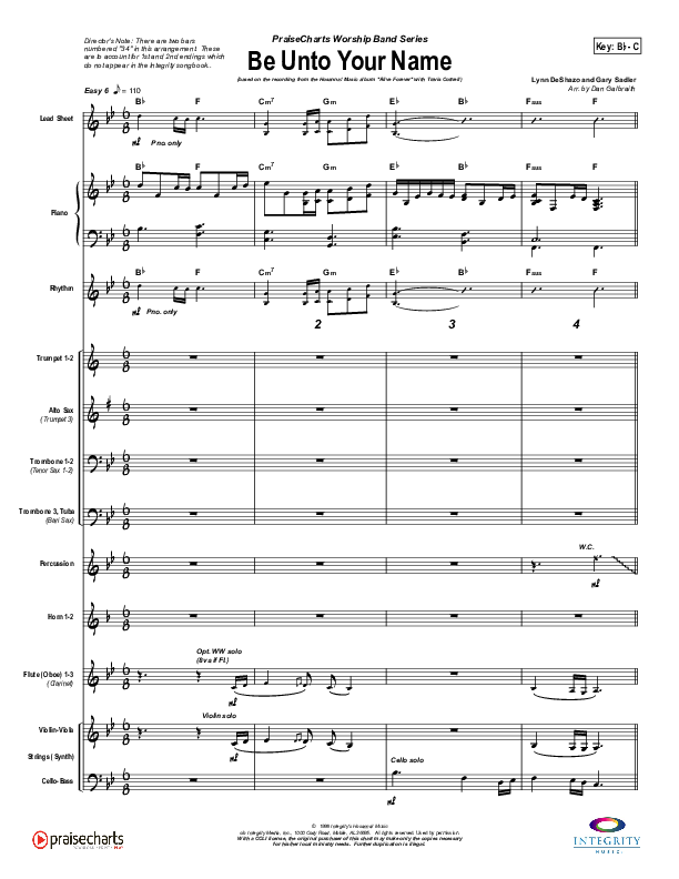 Be Unto Your Name Conductor's Score (Travis Cottrell)