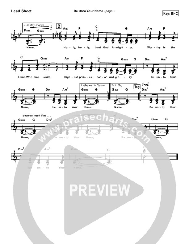 Be Unto Your Name Lead Sheet (SAT) (Travis Cottrell)