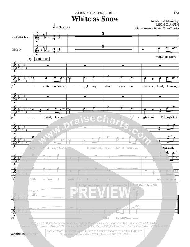 White As Snow Alto Sax 1/2 (Leon Olguin)