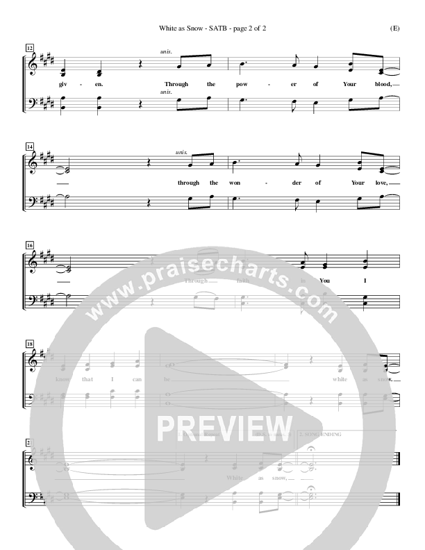 White As Snow Choir Sheet (SATB) (Leon Olguin)