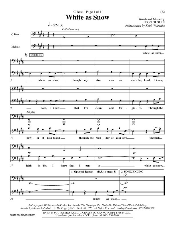 White As Snow Contrabass (Leon Olguin)