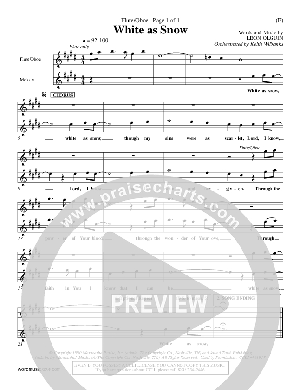 White As Snow Flute/Oboe (Leon Olguin)