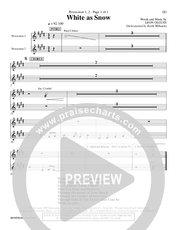 White As Snow Percussion 1/2 (Leon Olguin)