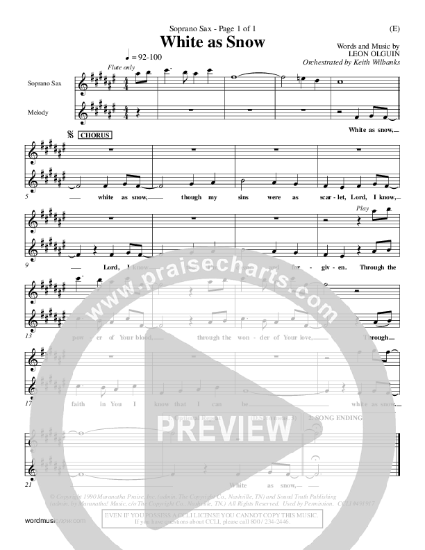 White As Snow Soprano Sax (Leon Olguin)