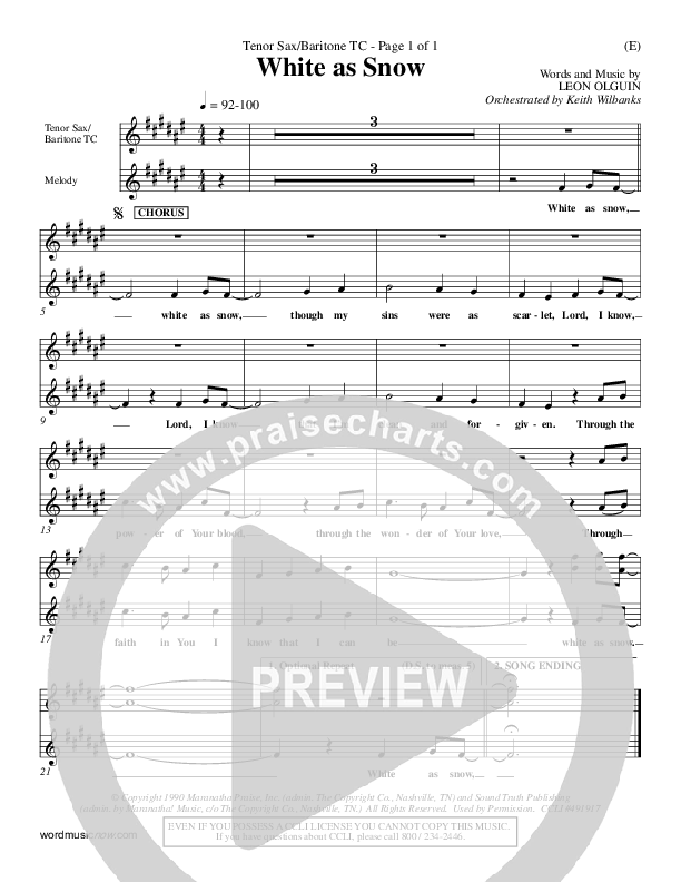 White As Snow Tenor Sax/Baritone T.C. (Leon Olguin)