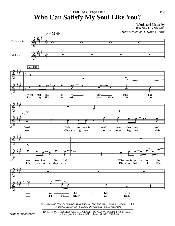 Who Can Satisfy My Soul Like You Bari Sax (Dennis Jernigan)