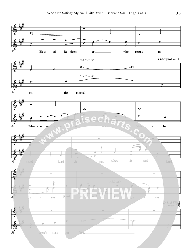 Who Can Satisfy My Soul Like You Bari Sax (Dennis Jernigan)