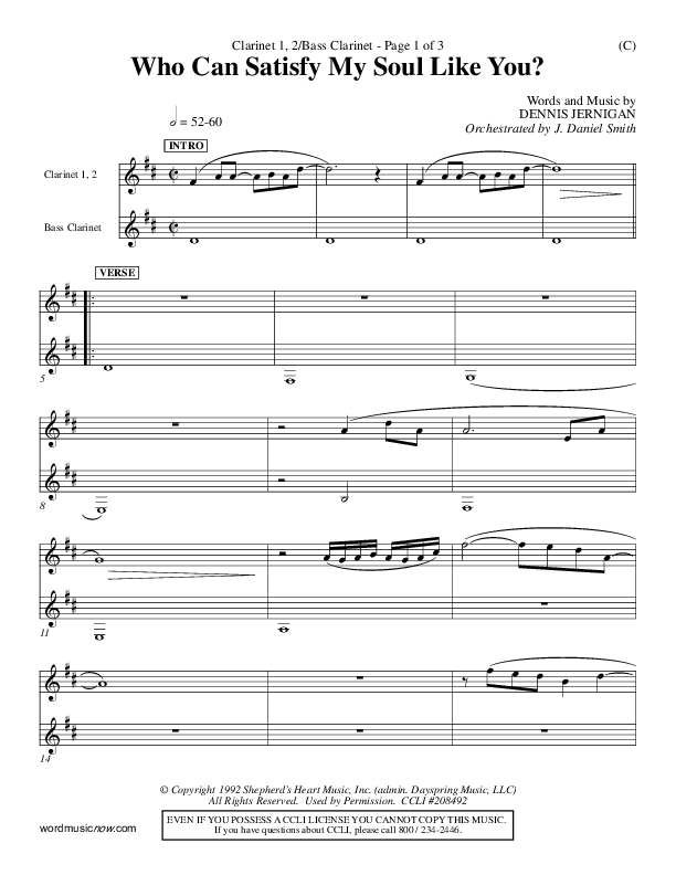 Who Can Satisfy My Soul Clarinet 1/2 (Dennis Jernigan)