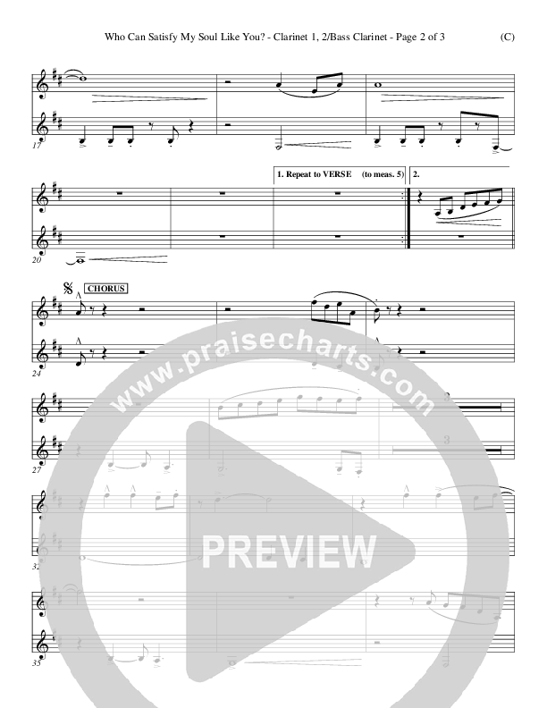 Who Can Satisfy My Soul Like You Clarinet 1/2 (Dennis Jernigan)