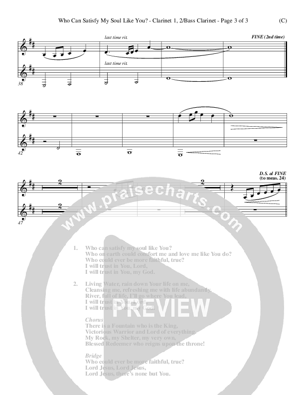 Who Can Satisfy My Soul Like You Clarinet 1/2 (Dennis Jernigan)