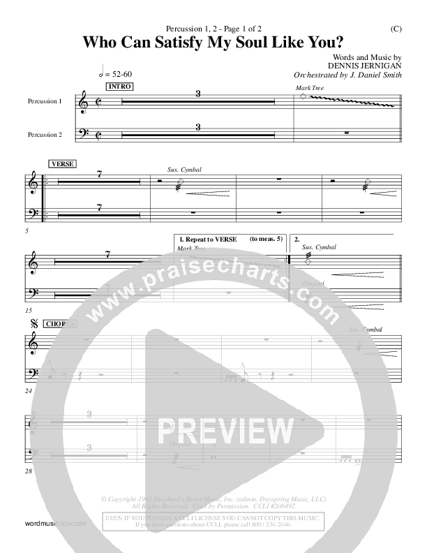 Who Can Satisfy My Soul Like You Percussion 1/2 (Dennis Jernigan)