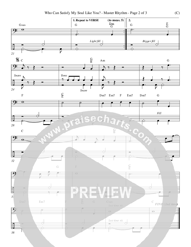 Who Can Satisfy My Soul Like You Rhythm Chart (Dennis Jernigan)