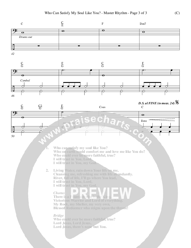 Who Can Satisfy My Soul Like You Rhythm Chart (Dennis Jernigan)
