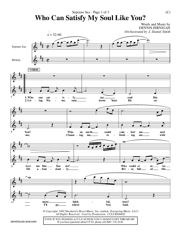 Who Can Satisfy My Soul Like You Soprano Sax (Dennis Jernigan)