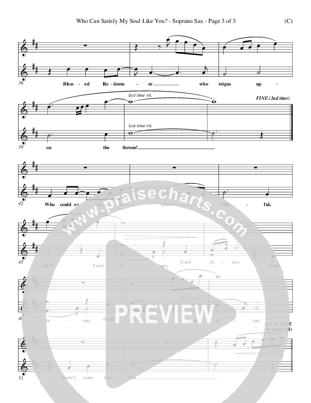 Who Can Satisfy My Soul Like You Soprano Sax (Dennis Jernigan)