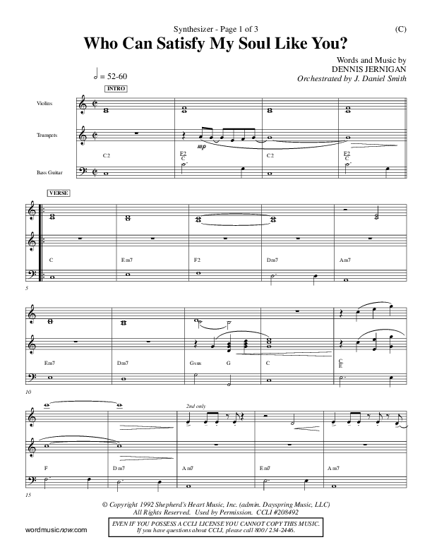 Who Can Satisfy My Soul Like You Synth (Dennis Jernigan)