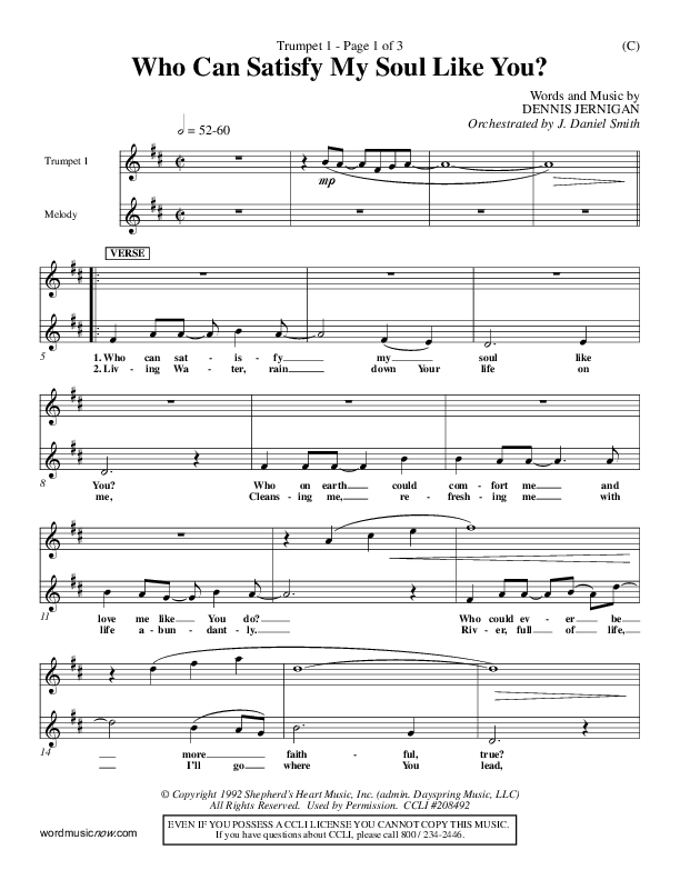 Who Can Satisfy My Soul Like You Trumpet 1 (Dennis Jernigan)
