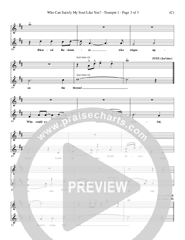 Who Can Satisfy My Soul Like You Trumpet 1 (Dennis Jernigan)