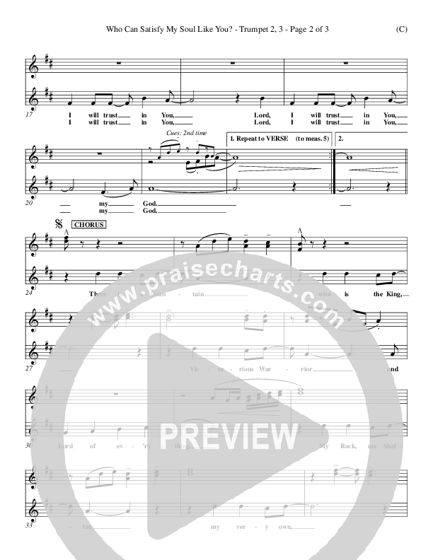 Who Can Satisfy My Soul Like You Trumpet 2/3 (Dennis Jernigan)