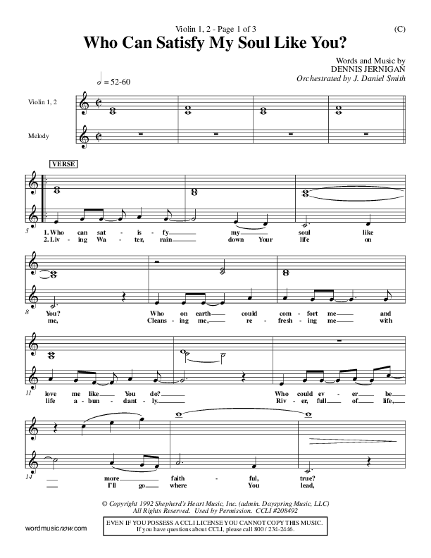 Who Can Satisfy My Soul Like You Violin 1/2 (Dennis Jernigan)